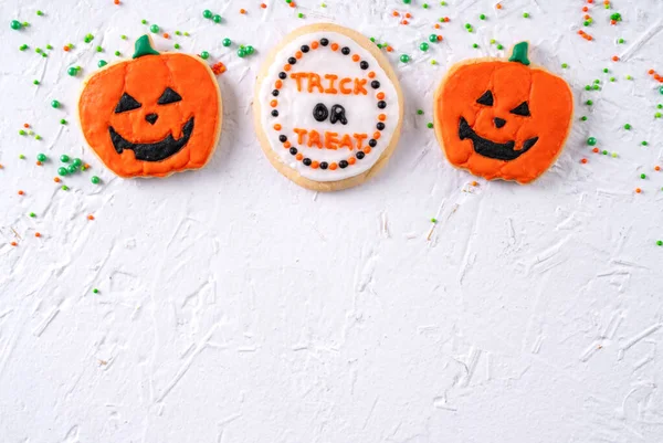 Vue Dessus Des Biscuits Sucre Pain Épice Décorés Pour Halloween — Photo