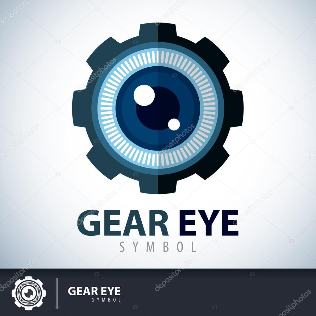 Gear eye symbol icon. Logo template design. Vector illustration.