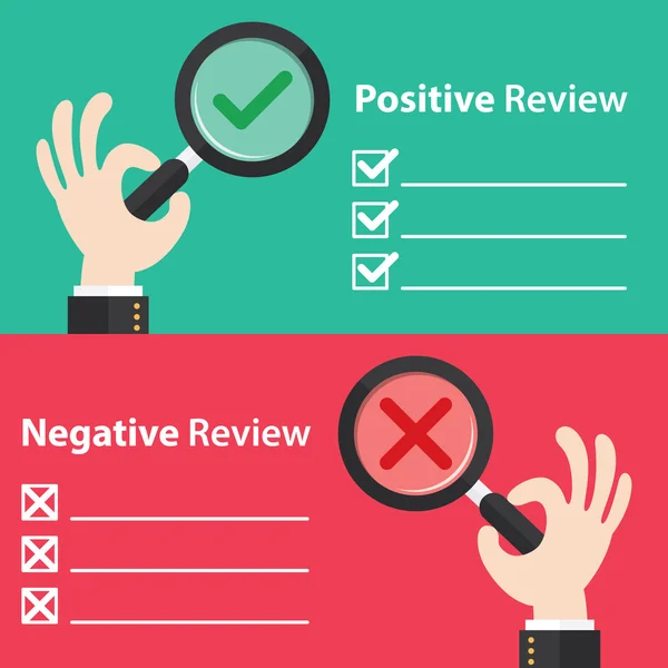 Revisão positiva e negativa —  Vetores de Stock