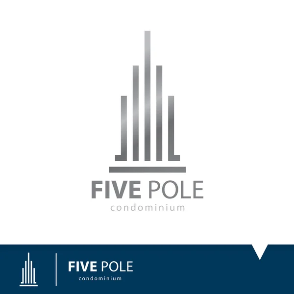 Vijf pole pictogram symbool — Stockvector