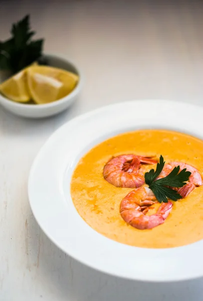 Shrimp soup with mussels on white background — Stock Image Shrimp soup with mussels on white background Royalty Free Stock Images