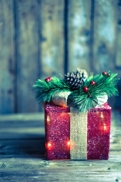 Christmas decorations on wooden background — Stock Photo, Image