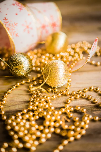 Christmas decorations on wooden background — Stock Photo, Image