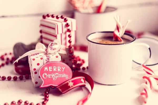 Christmas decoration with hot chocolate mug