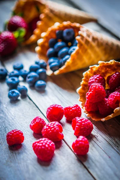 Bagas em cones de waffle — Fotografia de Stock