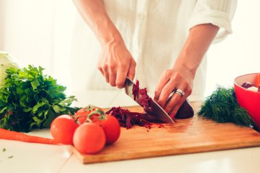 Kadın (dilimleme sebze mutfak yemek )