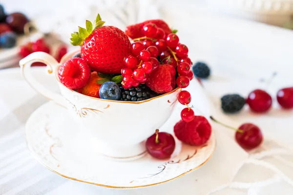 Bir fincan çay taze çilek karışımı