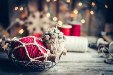 Rustik ahşap arka plan christmas dekorasyon