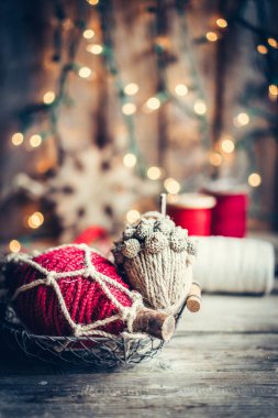 Rustik ahşap arka plan christmas dekorasyon