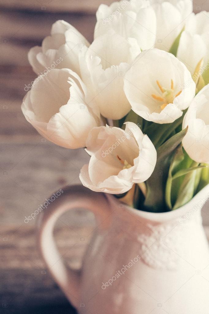 White tulips in a vase