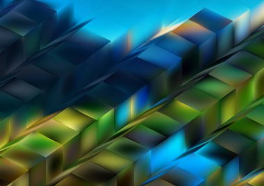 Bulanık cam efektli soyut arkaplan, hareket desenli şablon, yeşil arka planda rastgele bulanık desen.