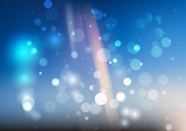 Bulanık parçacıklara sahip soyut arkaplan, hareket desenli şablon, mavi arkaplan üzerinde rastgele parlayan parçacıklar