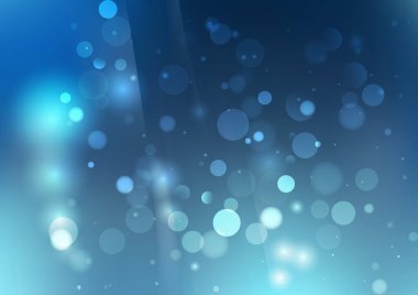 Bulanık parçacıklara sahip soyut arkaplan, hareket desenli şablon, mavi arkaplan üzerinde rastgele parlayan parçacıklar