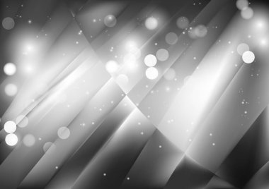 Bulanık parçacıklara sahip soyut arkaplan, hareket desenli şablon, gümüş arkaplan üzerinde rastgele parlayan parçacıklar