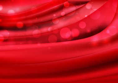 Bulanık parçacıklara sahip soyut arkaplan, hareket desenli şablon, kırmızı zemin üzerinde rastgele parlayan parçacıklar