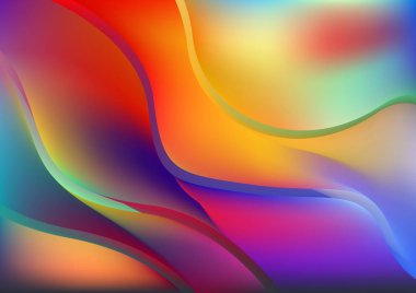 Dalgalı çizgilerle soyut renk arkaplanı, hareket desenli ipek şablon ve rastgele bulanık desenler., 