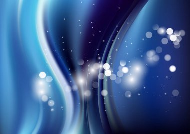 Dalgalı çizgileri olan soyut mavi arkaplan, hareket desenli çizgiler ve rastgele parlayan bulanık desenler., 