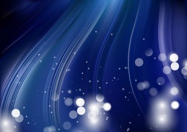 Dalgalı çizgileri olan soyut mavi arkaplan, hareket desenli çizgiler ve rastgele parlayan bulanık desenler., 