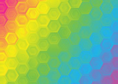 Bulanık cam efektli soyut renk arkaplanı, hareket desenli şablon, bulanık desen rastgele, altıgenli kaleydoskop deseni.