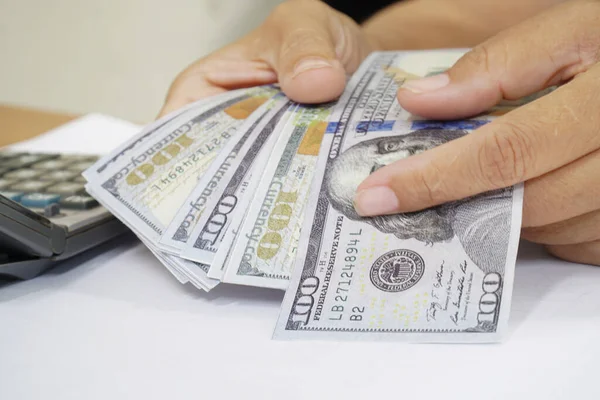Women Counting Dollar Bills Finances Accounts — 스톡 사진
