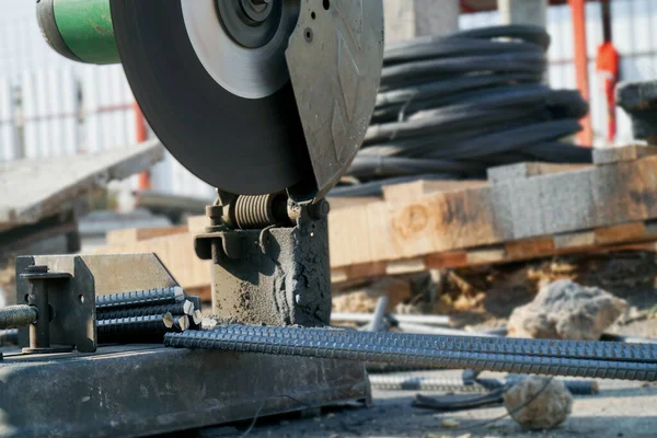 Stalen Staaf Snijmachine Industrieel Werk — Stockfoto