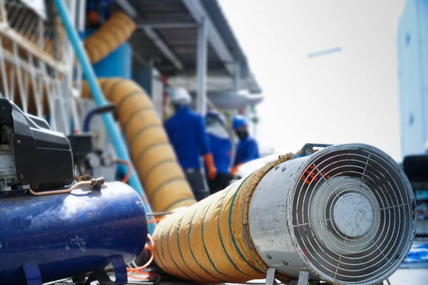 Área Trabalho Sem Suficiente Pré Aeração Ventilador Aeração Trabalhando Espaços — Fotografia de Stock