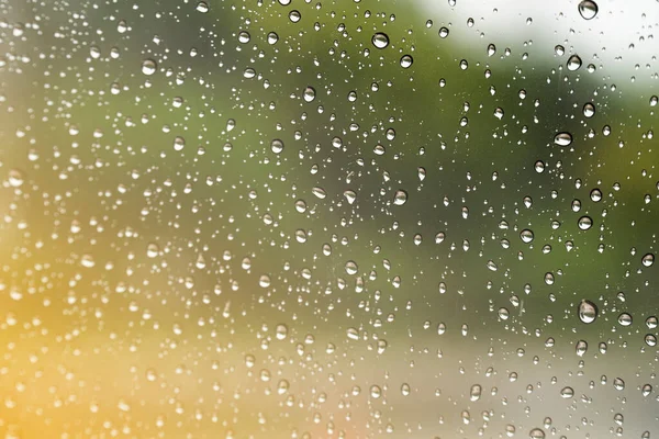 Raindrops Window Glasses Surface Road Background — Stock Photo, Image