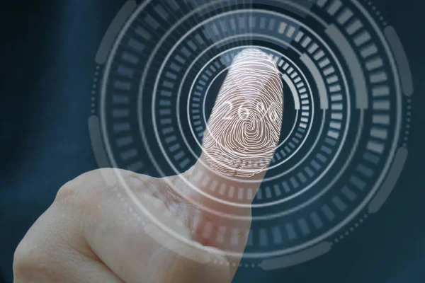 Kişisel, güvenlik sistemi kavramını tanımlamak için parmak izi..