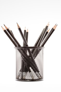 Beyaz arka plan üzerinde izole kalem ile siyah kalem sahibi