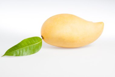 Beyaz arkaplanda sarı mango izole edilmiş