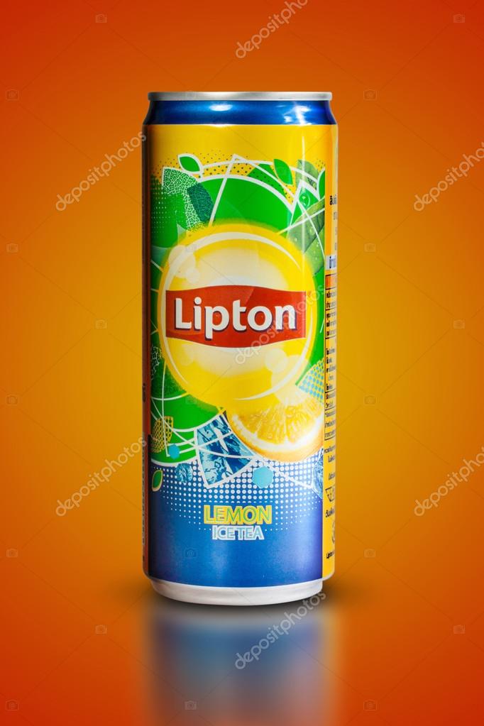 Thailand, Bangkok - July 9, Lipton Ice Tea drink in a can isolated on white background. Lipton Ice Tea is a brand sold by Lipton