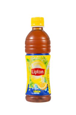 Thailand, Bangkok - July 23, Lipton Ice Tea drink in a bottle is clipart