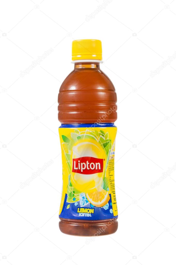 Thailand, Bangkok - July 23, Lipton Ice Tea drink in a bottle isolated on white background. Lipton Ice Tea is a brand sold by Lipton