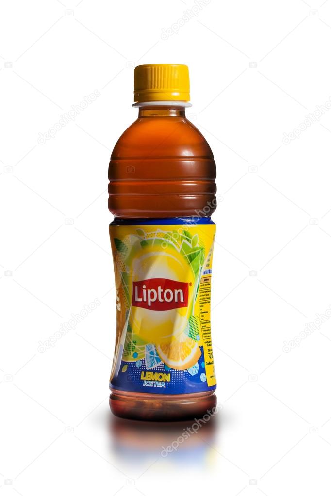 Thailand, Bangkok - July 23, Lipton Ice Tea drink in a bottle isolated on white background. Lipton Ice Tea is a brand sold by Lipton