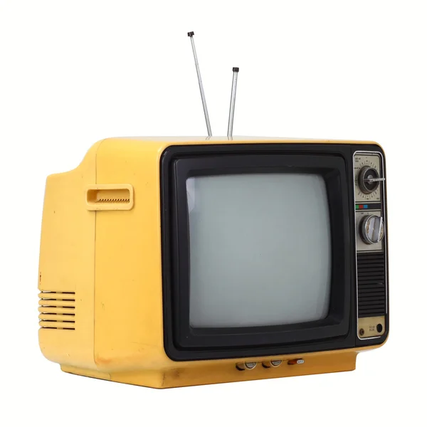 Estilo vintage televisão antiga isolada no fundo branco . — Fotografia de Stock