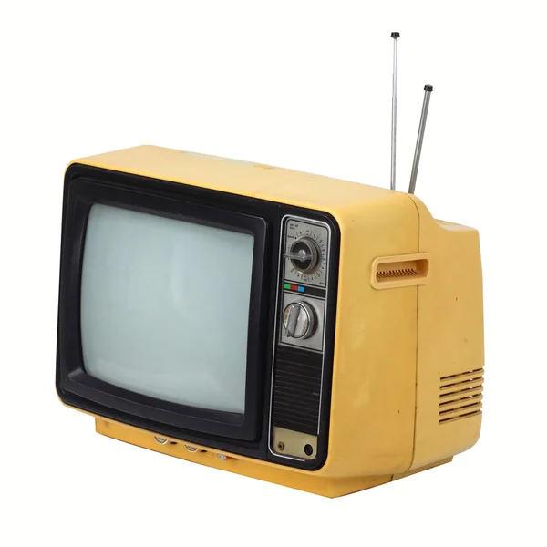 Estilo vintage televisão antiga isolada no fundo branco . — Fotografia de Stock