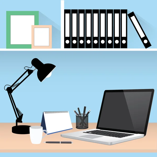 Workplace office desk — Stock Vector