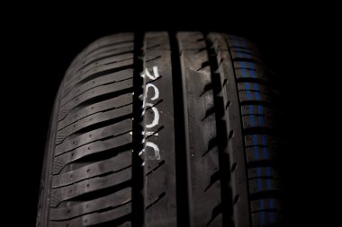 Car tires close-up on black background clipart
