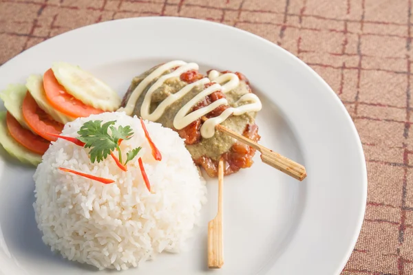 Thailand makanan nasi dengan Babi panggang — Stok Foto