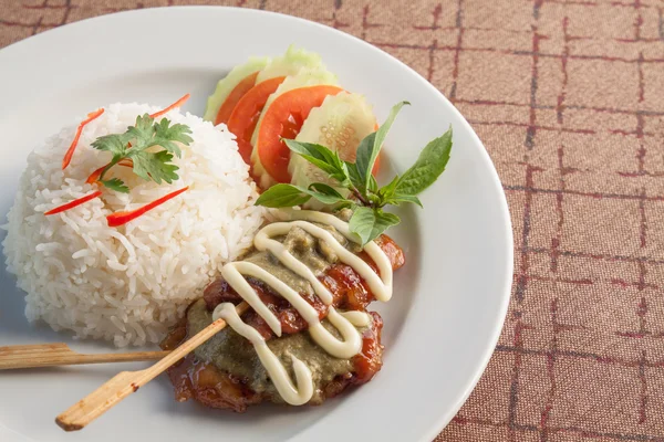 Tailandia arroz con carne de cerdo a la parrilla — Foto de Stock