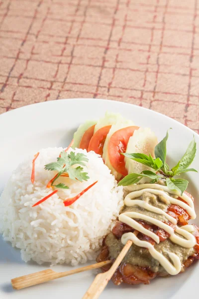 Tailandia arroz con carne de cerdo a la parrilla — Foto de Stock