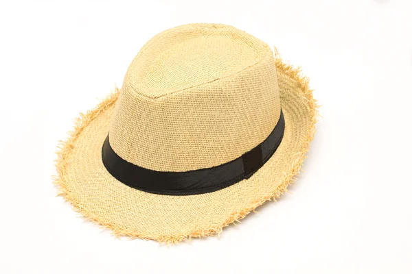 Sombrero de paja de verano aislado en blanco —  Fotos de Stock