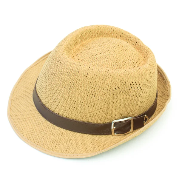 Sombrero de paja de verano aislado en blanco — Foto de Stock