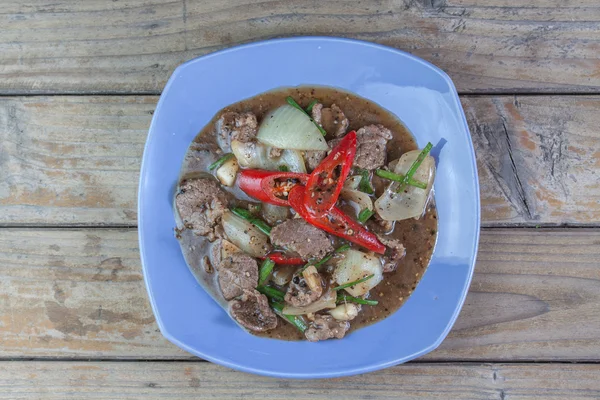 Comida tailandesa: pimenta preta carne frita — Fotografia de Stock