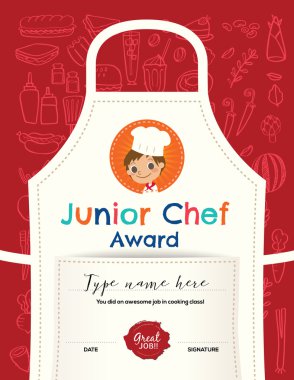 Kids Cooking class certificate design template clipart