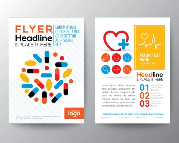 Gezondheidszorg en medische Poster Brochure Flyer ontwerp lay-out — Stockvector