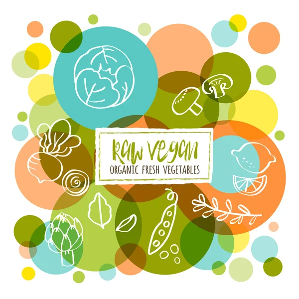 Vegano crudo Vegetales frescos orgánicos ilustración conceptual — Vector de stock