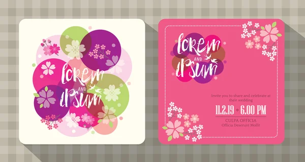 Modèle de carte d'invitation de mariage fleur de cerisier floral — Image vectorielle