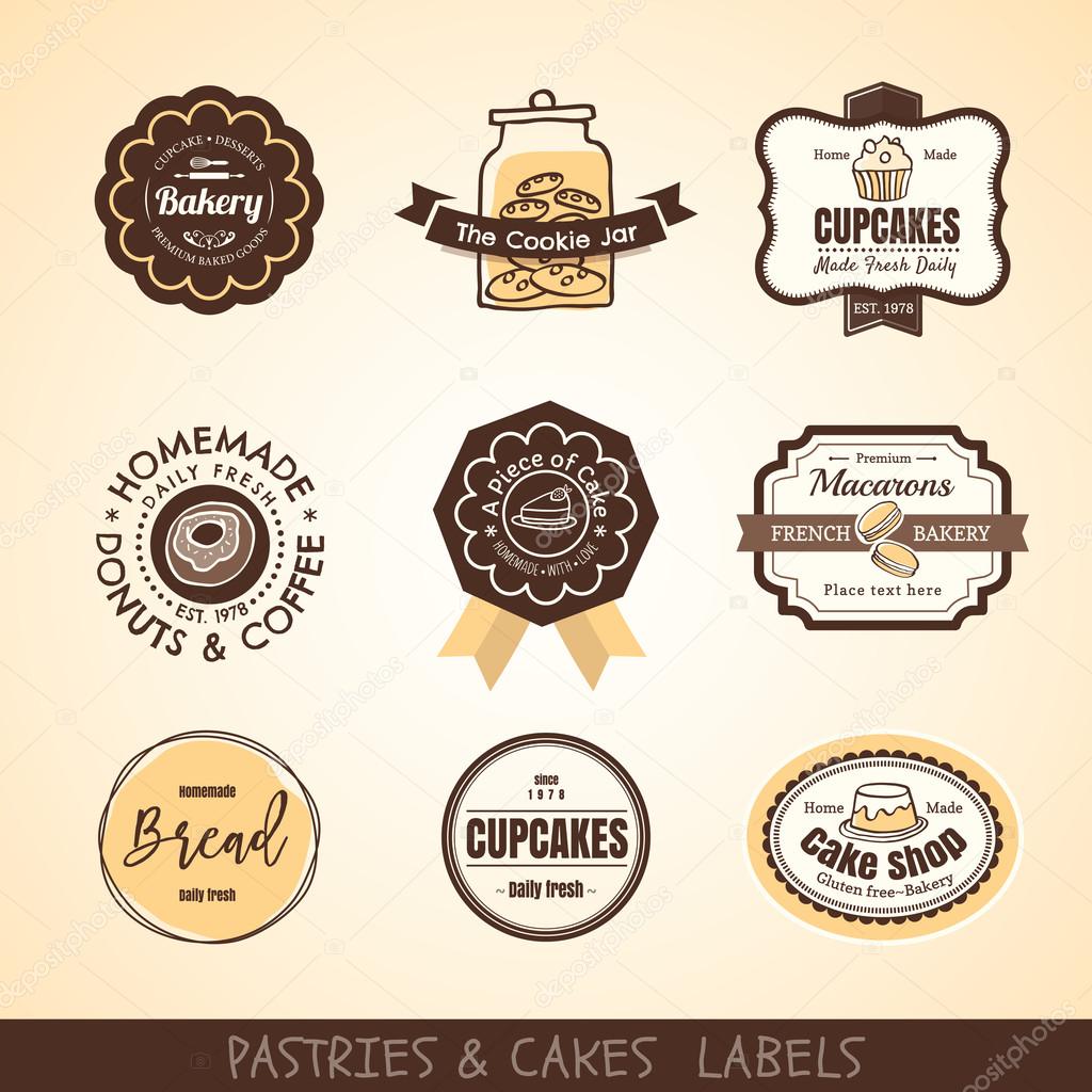 Vector set of Vintage bakery logo labels and frames design