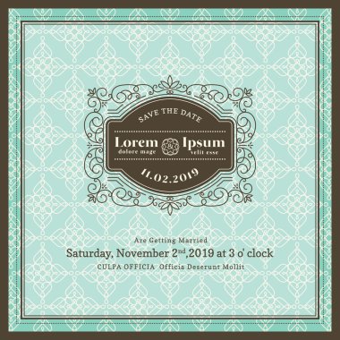 Vintage düğün davetiyesi çerçeve şablon